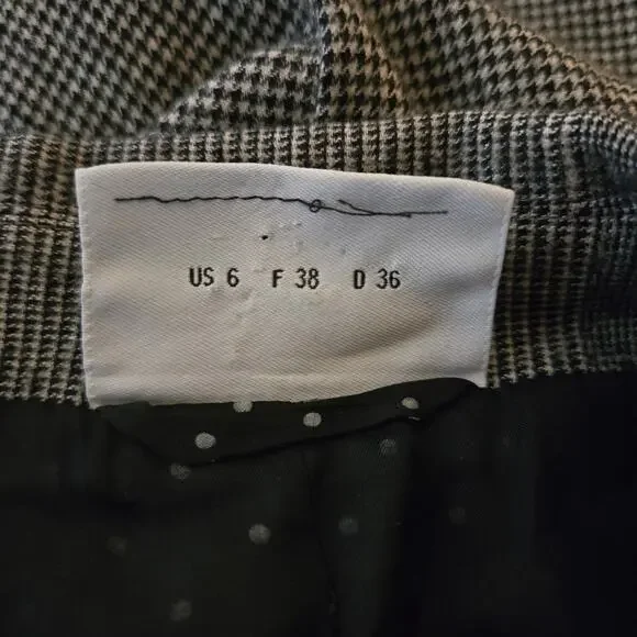 Akris Punto Wool Herringbone Plaid Blazer US 6 Black Preppy Classic Academia